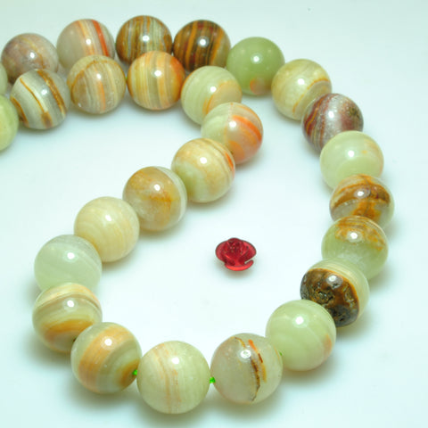 Natural green banded calcite smooth round beads gemstone wholesale jewelry making bracelet necklace diy
