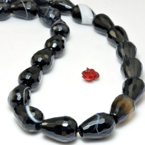 Black Banded Agate faceted teardrop beads wholesale loose gemstone for jewelry making bracelet necklace DIY