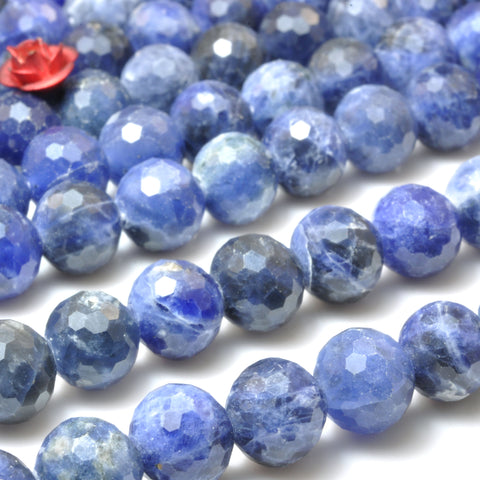 Natural Blue Sodalite Stone mini faceted round loose beads wholesale gemstone for jewelry making DIY bracelets DIY