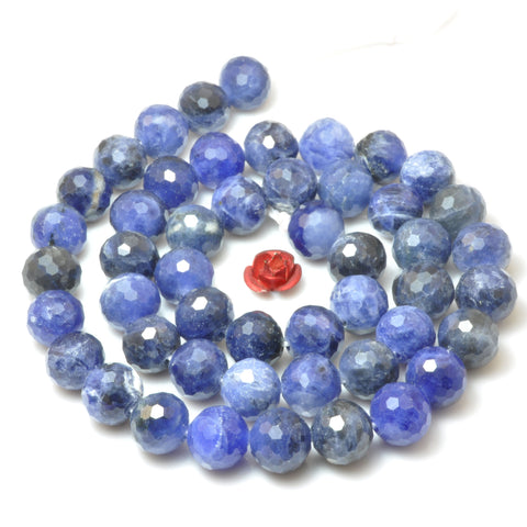Natural Blue Sodalite Stone mini faceted round loose beads wholesale gemstone for jewelry making DIY bracelets DIY