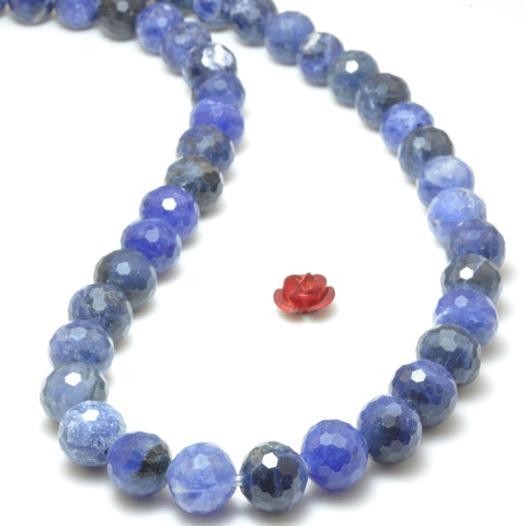 Natural Blue Sodalite Stone mini faceted round loose beads wholesale gemstone for jewelry making DIY bracelets DIY