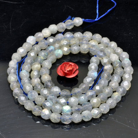 Natural Labradorite faceted round beads wholesale loose gemstone for jewelry making bracelet diy 4mm