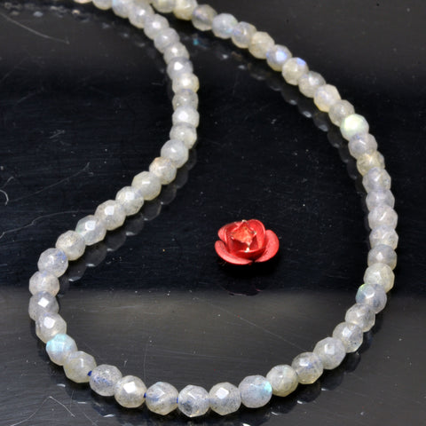 Natural Labradorite faceted round beads wholesale loose gemstone for jewelry making bracelet diy 4mm