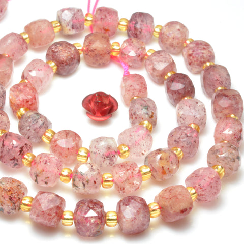 Natural Strawberry Quartz Lepidocrocite Stone faceted Cube loose beads wholesale gemstone for jewelry making bracelet necklace DIY