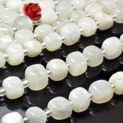 Natural Rainbow Moonstone Smooth Irregular Cube beads wholesale gemstone white semi precious stone for jewelry making DIY