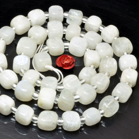 Natural Rainbow Moonstone Smooth Irregular Cube beads wholesale gemstone white semi precious stone for jewelry making DIY