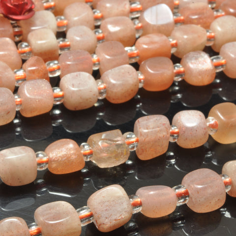 Natural Orange Sunstone Smooth Irregular Cube beads wholesale gemstone semi precious stone for jewelry making DIY