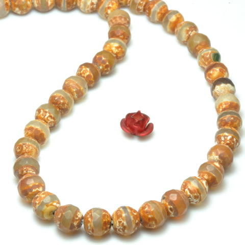 Tibetan Agate Dzi OneLine faceted round beads wholesale loose gemstone for jewelry making bracelet necklace diy