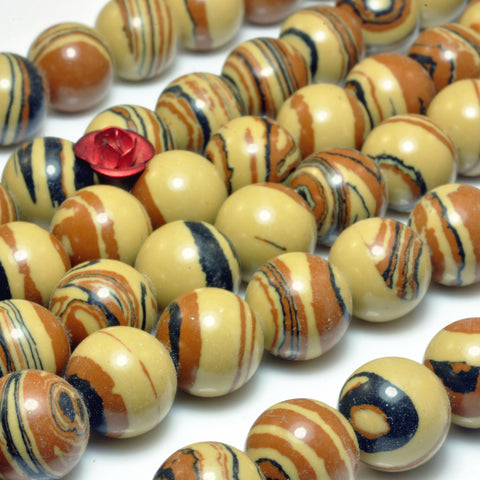 Tiger skin Synthetic stone smooth round beads wholesale jewelry making