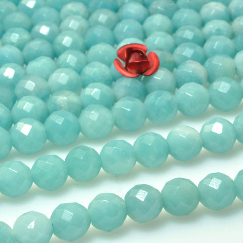 Natural Amazonite faceted round beads wholesale loose gemstones for jewelry making diy bracelet necklace