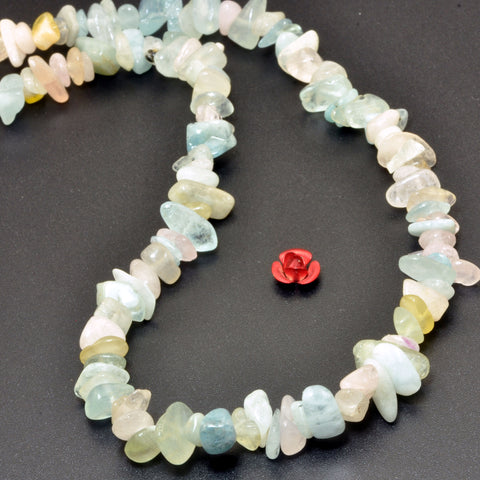 Natural Morganite stone smooth pebble chip beads for jewelry making wholesale loose gemstone diy bracelet