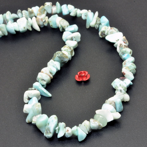 Natural blue Larimar smooth pebble chip beads gemstone wholesale for jewelry making
