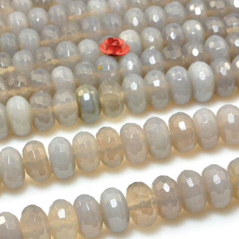 Natural Gray Agate faceted rondelle beads wholesale gemstone jewelry making bracelet necklace diy design