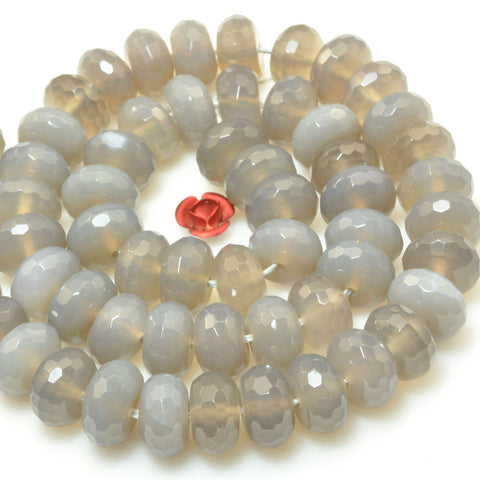 Natural Gray Agate faceted rondelle beads wholesale gemstone jewelry making bracelet necklace diy design