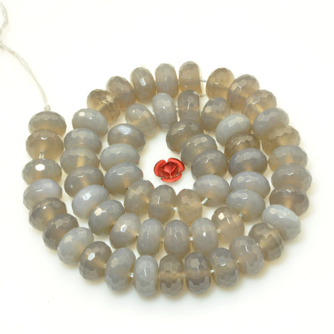 Natural Gray Agate faceted rondelle beads wholesale gemstone jewelry making bracelet necklace diy design