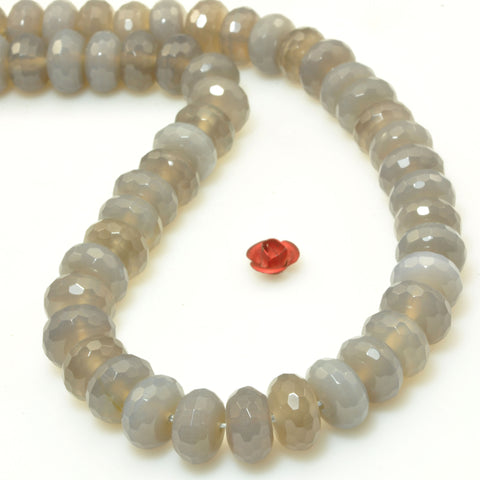 Natural Gray Agate faceted rondelle beads wholesale gemstone jewelry making bracelet necklace diy design