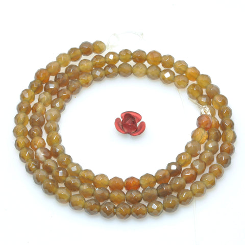 Brown Agate faceted round beads wholesale loose gemstone for jewelry making bracelet necklace DIY
