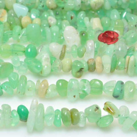natural green chrysoprase smooth chip beads Australian jade gemstone 5-9mm 15"