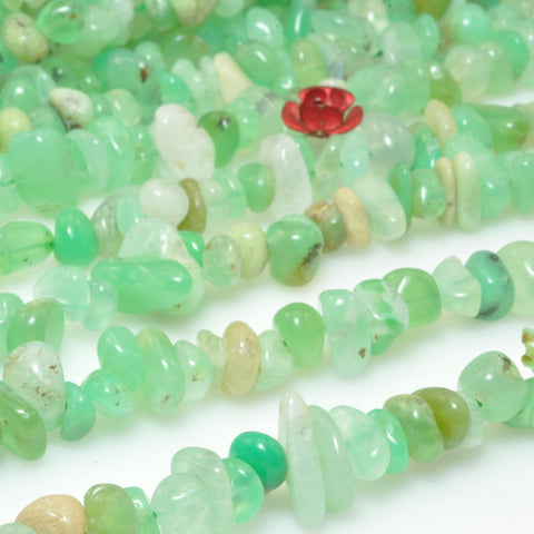 natural green chrysoprase smooth chip beads Australian jade gemstone 5-9mm 15"