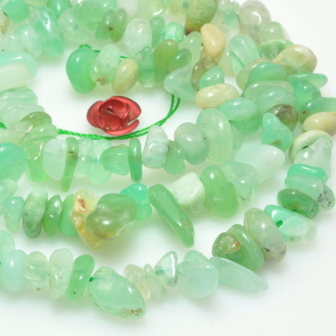 natural green chrysoprase smooth chip beads Australian jade gemstone 5-9mm 15"