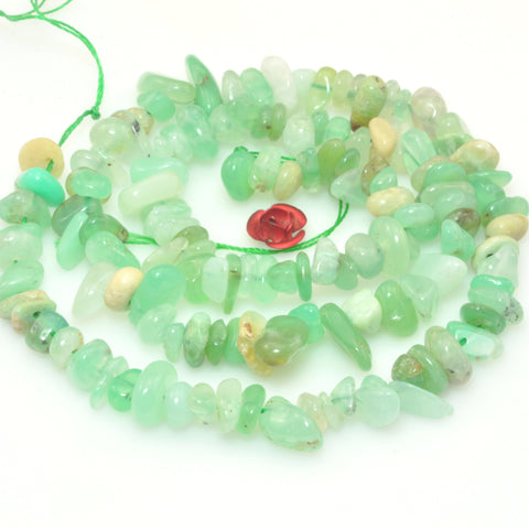 natural green chrysoprase smooth chip beads Australian jade gemstone 5-9mm 15"
