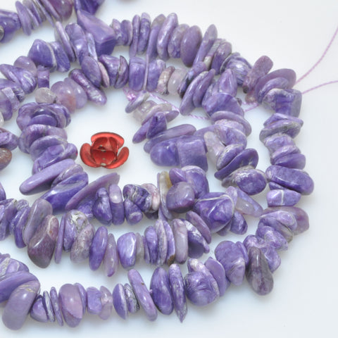 Natural Purple Charoite smooth pebble chip beads wholesale gemstone gemstone for jewelry making 5-9mm 15"