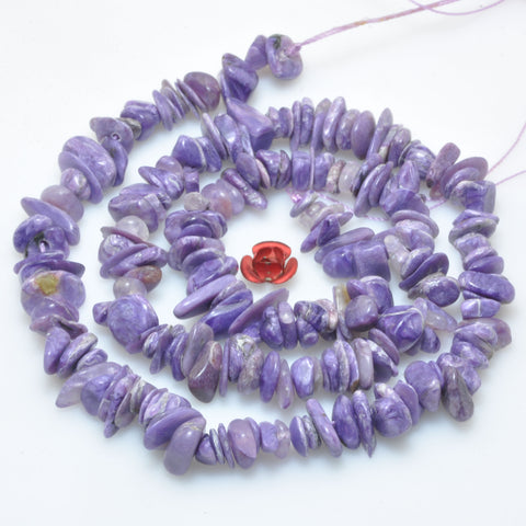 Natural Purple Charoite smooth pebble chip beads wholesale gemstone gemstone for jewelry making 5-9mm 15"