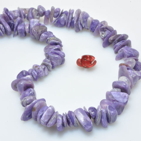 Natural Purple Charoite smooth pebble chip beads wholesale gemstone gemstone for jewelry making 5-9mm 15"