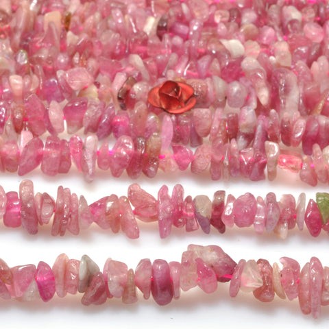 Natural Pink Tourmaline Stone smooth pebble chip beads wholesale gemstone for jewelry making diy bracelet