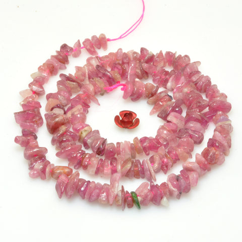 Natural Pink Tourmaline Stone smooth pebble chip beads wholesale gemstone for jewelry making diy bracelet