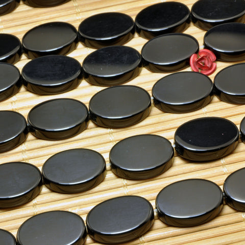 Black Onyx smooth flat oval beads wholesale loose gemstone for jewelry making bracelet diy stuff