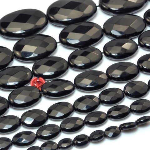 Black Onyx faceted oval beads loose gemstone wholesale for jewelry making DIY bracelet necklace all sizes