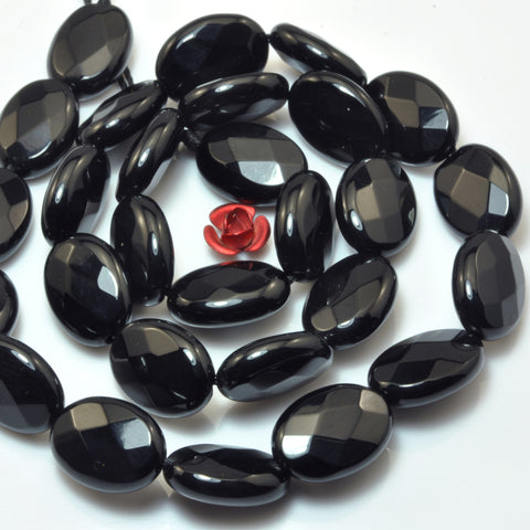 Black Onyx faceted oval beads loose gemstone wholesale for jewelry making DIY bracelet necklace all sizes