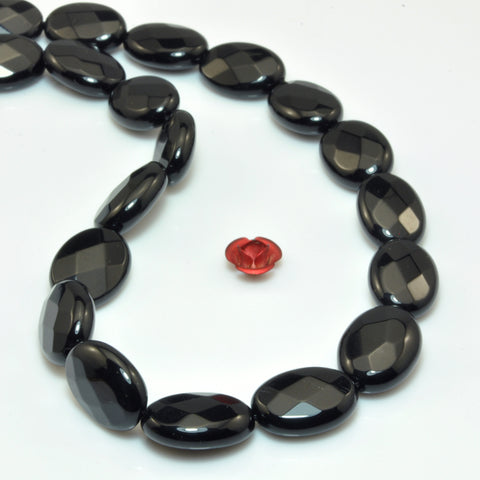 Black Onyx faceted oval beads loose gemstone wholesale for jewelry making DIY bracelet necklace all sizes