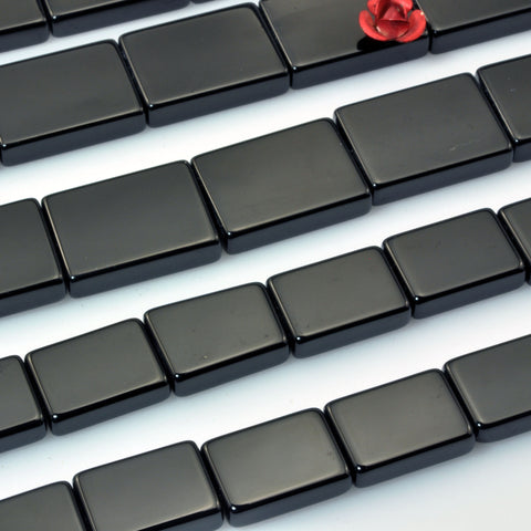 Black Onyx smooth rectangle beads gemstone wholesale jewelry making bracelet necklace diy stuff