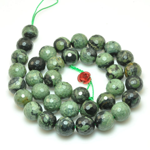 Natural Kambaba Jasper faceted loose round beads green gemstone wholesale jewelry making supplies 15"