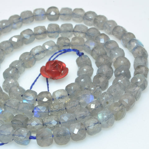 Natural labradorite faceted square cube beads loose gemstone wholesale jewelry making bracelet stuff