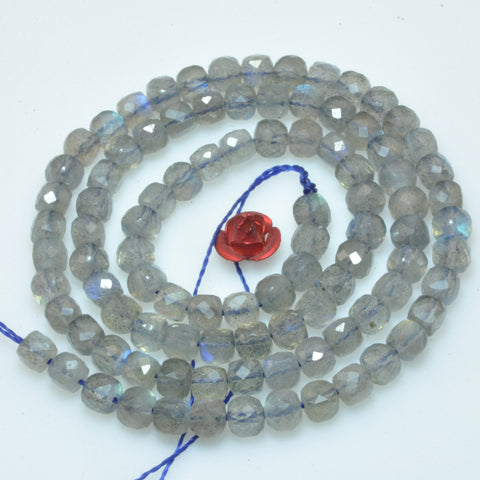 Natural labradorite faceted square cube beads loose gemstone wholesale jewelry making bracelet stuff
