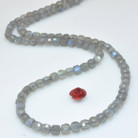 Natural labradorite faceted square cube beads loose gemstone wholesale jewelry making bracelet stuff