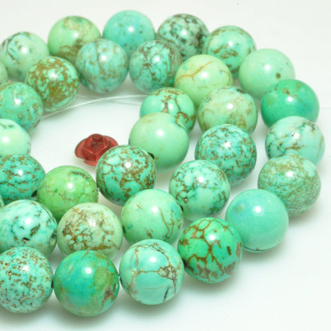 Green turquoise smooth round loose beads wholesale gemstone jewelry making bracelet diy stuff