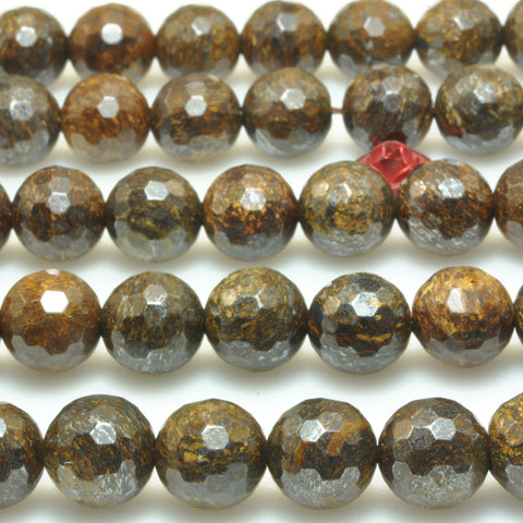 Natural Bronzite stone faceted round beads loose gemstone wholesale jewelry making bracelet diy stuff
