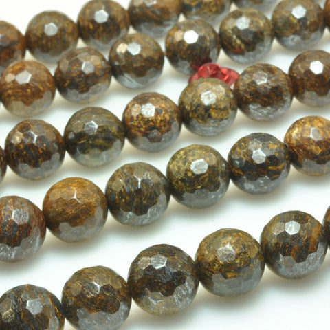 Natural Bronzite stone faceted round beads loose gemstone wholesale jewelry making bracelet diy stuff