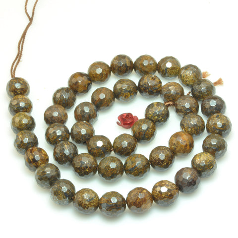 Natural Bronzite stone faceted round beads loose gemstone wholesale jewelry making bracelet diy stuff
