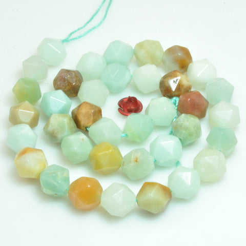 Natural Amazonite star cut faceted nugget beads gemstone wholesale jewelry making bracelet diy stuff