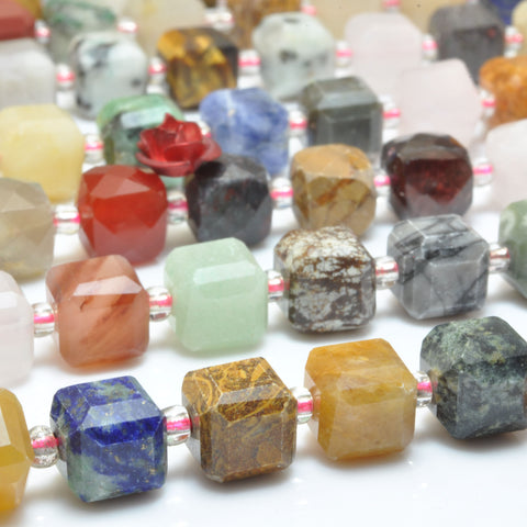 Natural mixed stones faceted cube loose beads multicolored jasper wholesale gemstones for jewelry DIY making bracelet necklace