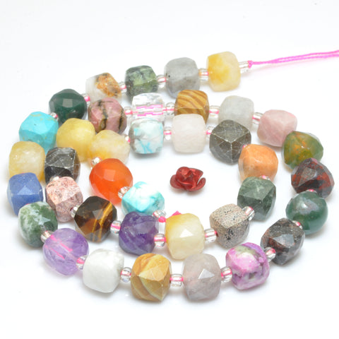 Natural mixed stones faceted cube loose beads multicolored jasper wholesale gemstones for jewelry DIY making bracelet necklace