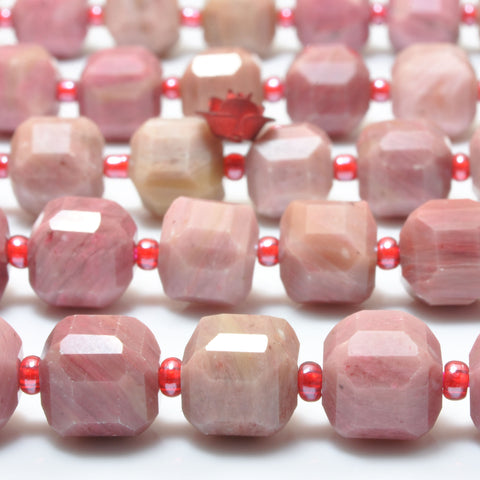 Natural Pink Rhodonite faceted cube beads wholesale loose gemstone semi precious stones for jewelry making diy bracelet necklace