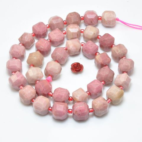 Natural Pink Rhodonite faceted cube beads wholesale loose gemstone semi precious stones for jewelry making diy bracelet necklace