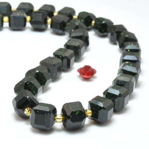 Green Sandstone faceted cube beads goldstone beads wholesale loose gemstones for jewelry DIY making bracelet necklace