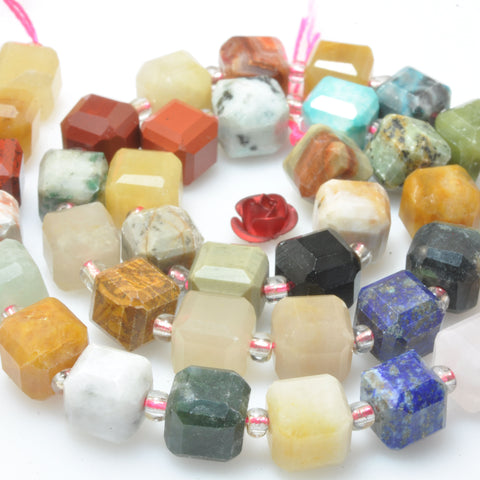 Natural mixed stones faceted cube loose beads multicolored jasper wholesale gemstones for jewelry DIY making bracelet necklace